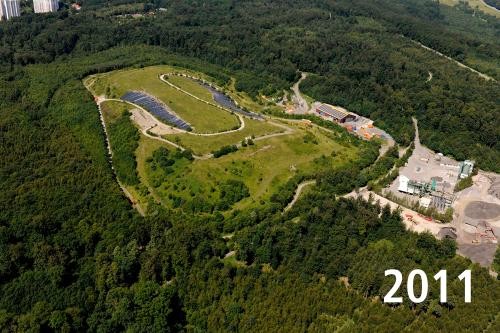 GIF-Datei mit Bilder die den Baufortschritt der Deponie zeigen