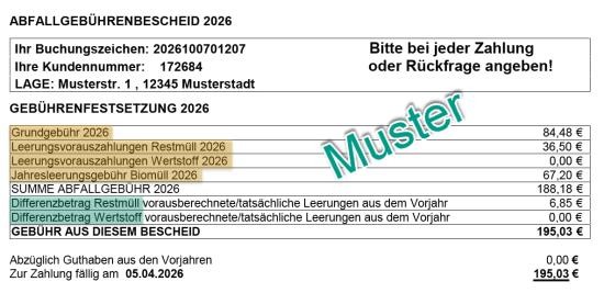 Muster Gebührenbescheid