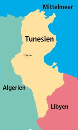 Landkarte Tunesien, Algerien, Lybien