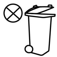 Piktogramm für "Tonne nicht geleert" Eine Mülltonne neben der ein X steht