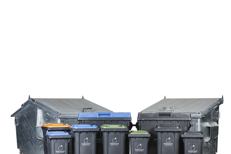 Sortiment aller verfügbaren Abfallbehälter.