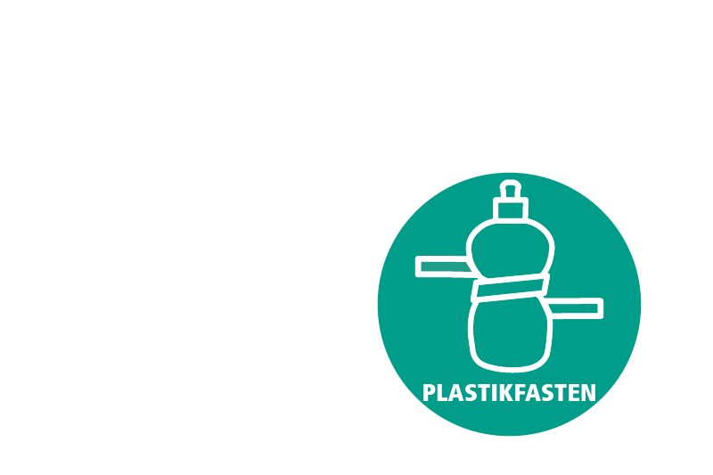 Piktogramm einer Spülmittelflasche, die "den Gürtel enger schnallt"