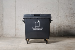 Ein Restmüllcontainer mit 1.100 l Volumen